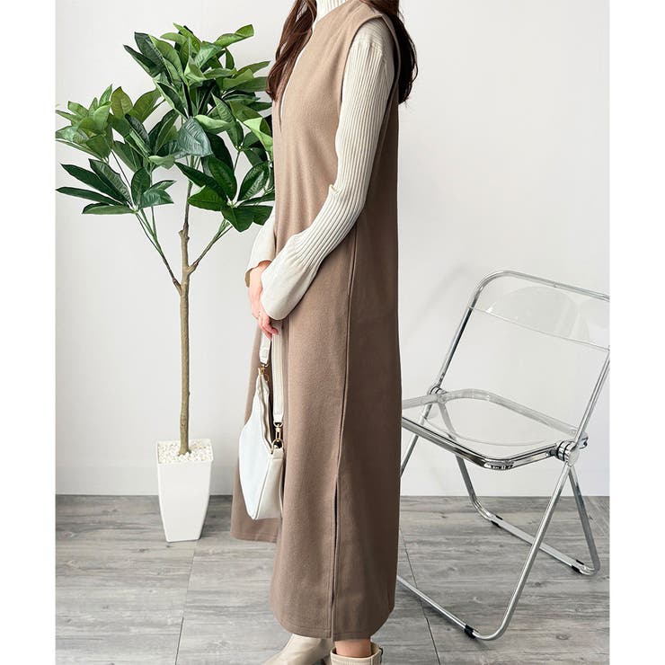 ナチュラルキーネックジャンパースカート 体型カバー ロングワンピース | Amulet | 詳細画像14 