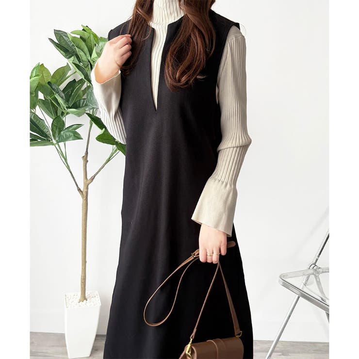 ナチュラルキーネックジャンパースカート 体型カバー ロングワンピース | Amulet | 詳細画像16 