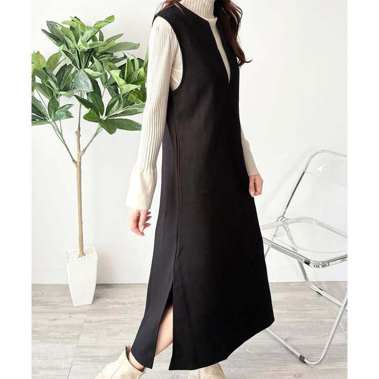 ナチュラルキーネックジャンパースカート 体型カバー ロングワンピース | Amulet | 詳細画像19 