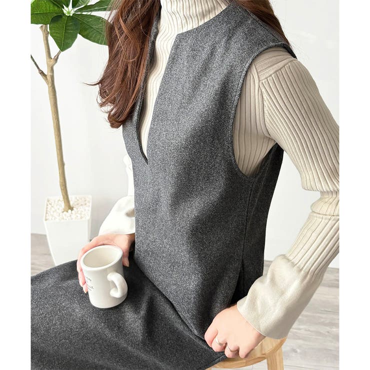 ナチュラルキーネックジャンパースカート 体型カバー ロングワンピース | Amulet | 詳細画像21 