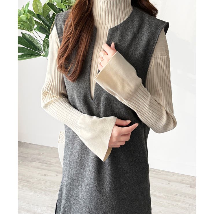 ナチュラルキーネックジャンパースカート 体型カバー ロングワンピース | Amulet | 詳細画像22 