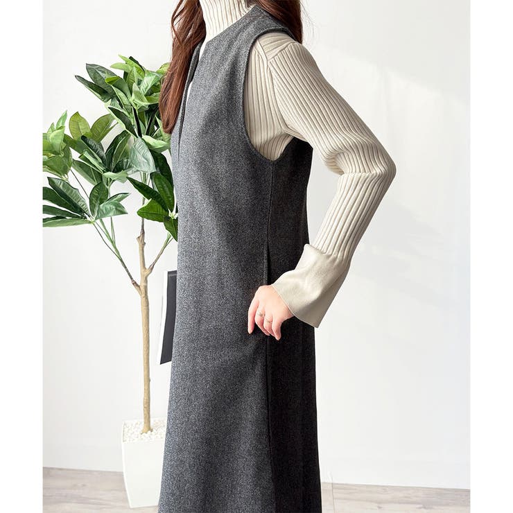 ナチュラルキーネックジャンパースカート 体型カバー ロングワンピース | Amulet | 詳細画像24 