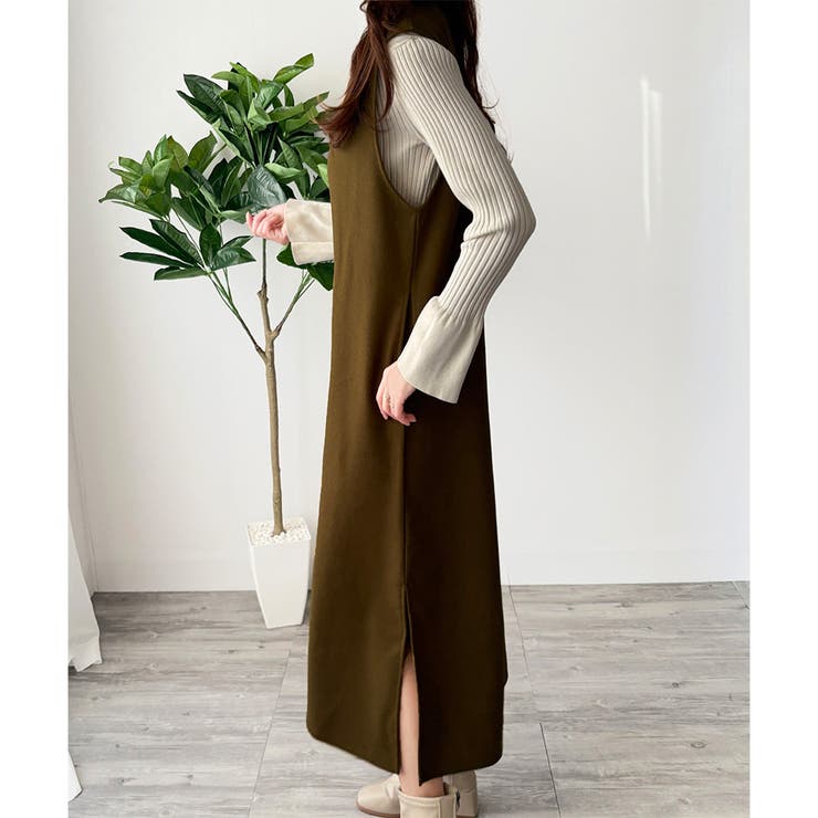 ナチュラルキーネックジャンパースカート 体型カバー ロングワンピース | Amulet | 詳細画像29 