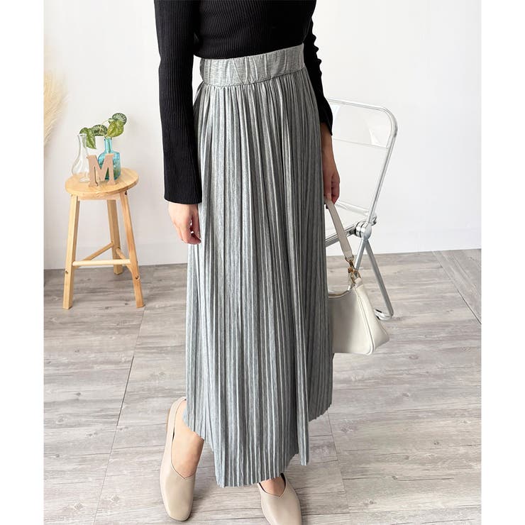 ライトグレー | ナチュラルプリーツロングスカート 軽やかプリーツ 美シルエット | Amulet