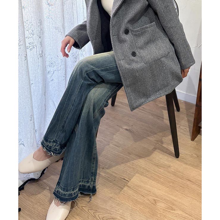 デニムライクフレアパンツ 美脚 ロング | Amulet | 詳細画像13 