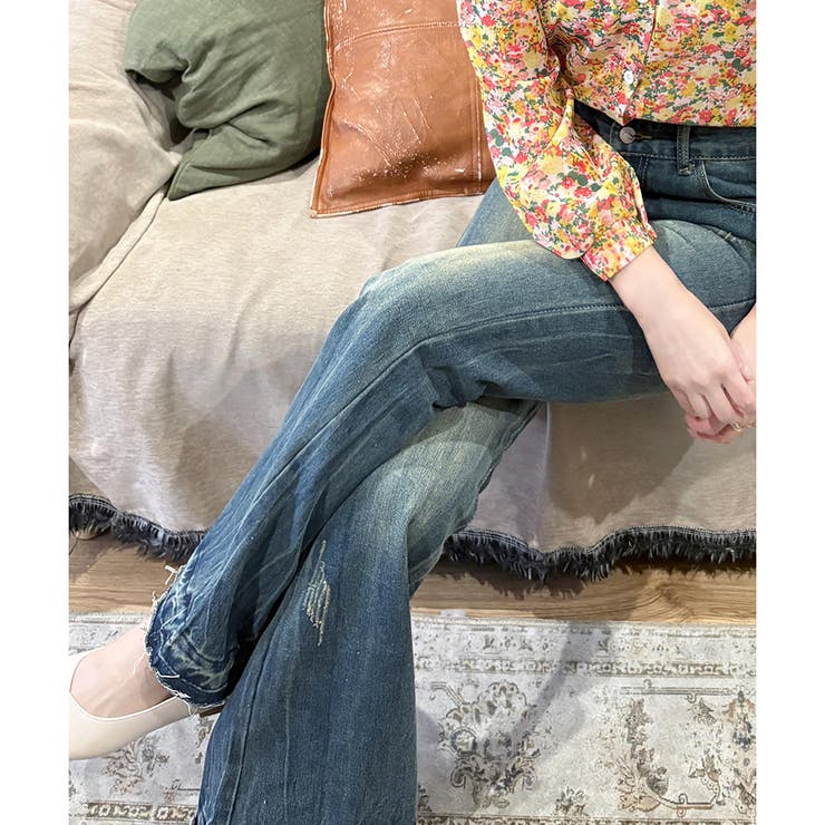 デニムライクフレアパンツ 美脚 ロング | Amulet | 詳細画像21 