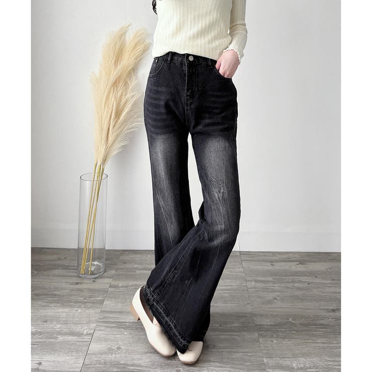 デニムライクフレアパンツ 美脚 ロング | Amulet | 詳細画像28 