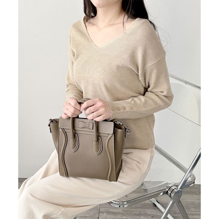 Vネック袖ボタンリブニット トップス 長袖 | Amulet | 詳細画像18 