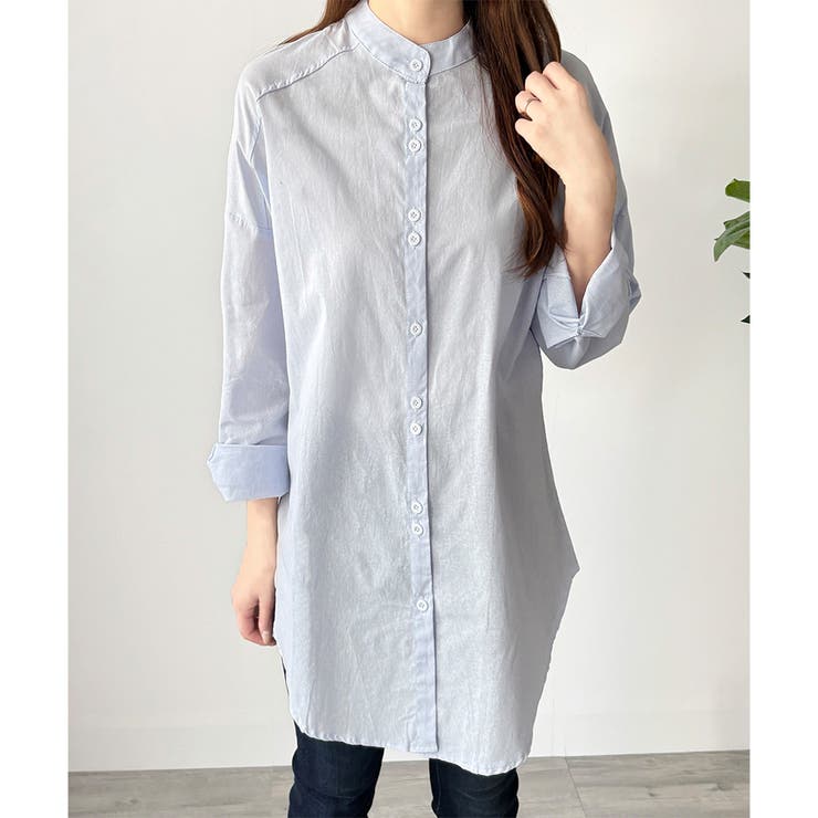 スタンドカラーオーバーシャツ トップス 羽織り | Amulet | 詳細画像15 