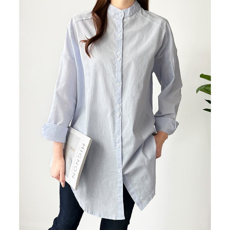 スタンドカラーオーバーシャツ トップス 羽織り | Amulet | 詳細画像2 