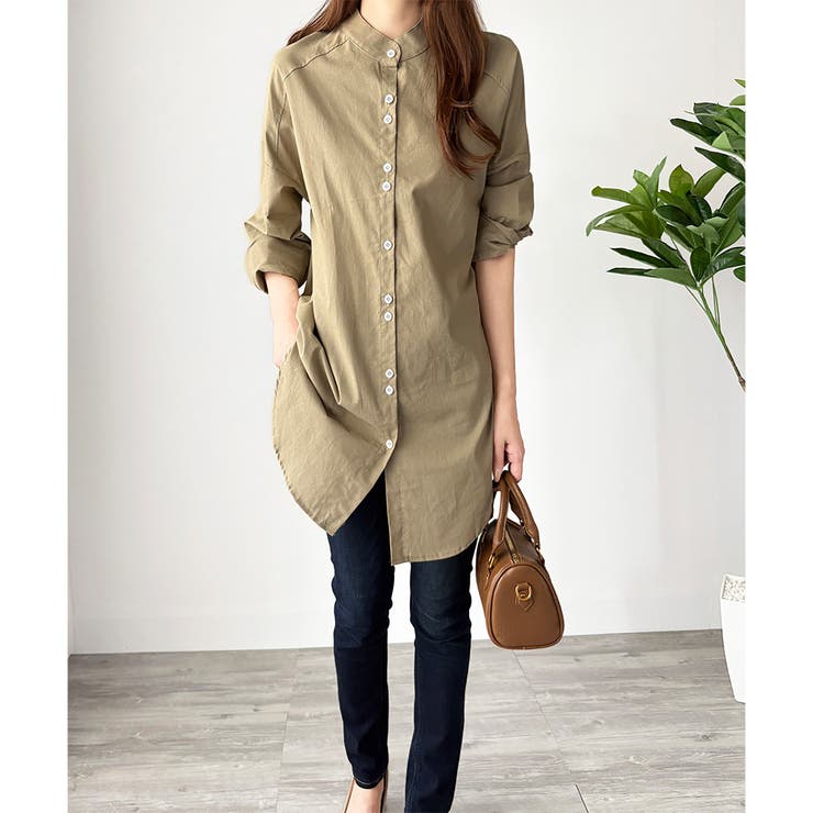 スタンドカラーオーバーシャツ トップス 羽織り | Amulet | 詳細画像21 