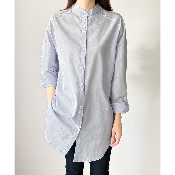 ライトブルー | スタンドカラーオーバーシャツ トップス 羽織り | Amulet