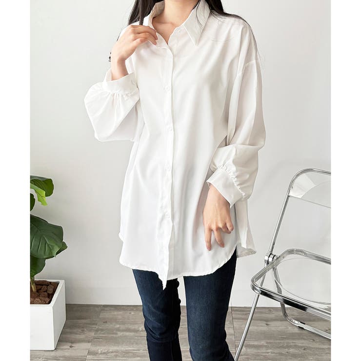 オーバーサイズロングシャツ ロング丈 トップス | Amulet | 詳細画像10 