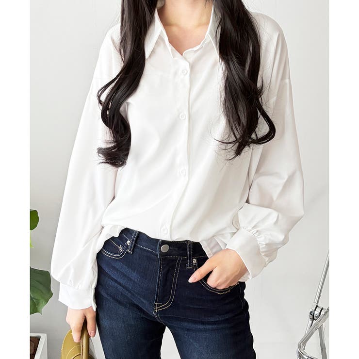 ホワイト | オーバーサイズロングシャツ ロング丈 トップス | Amulet