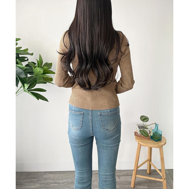 配色ハーフジップリブニット トップス 長袖 | Amulet | 詳細画像17 