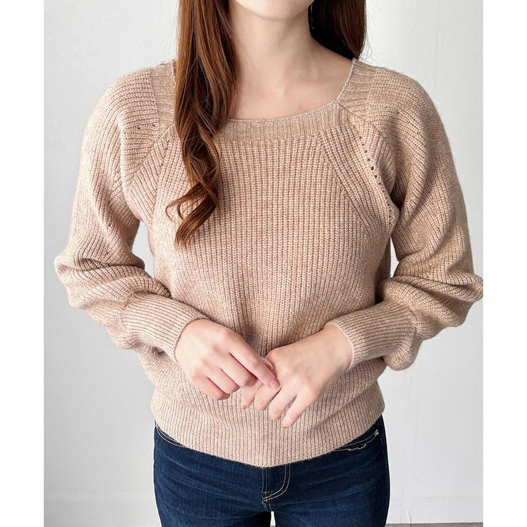 スクエアネックゆるニットセーター ニットプルオーバー リラックス | Amulet | 詳細画像17 