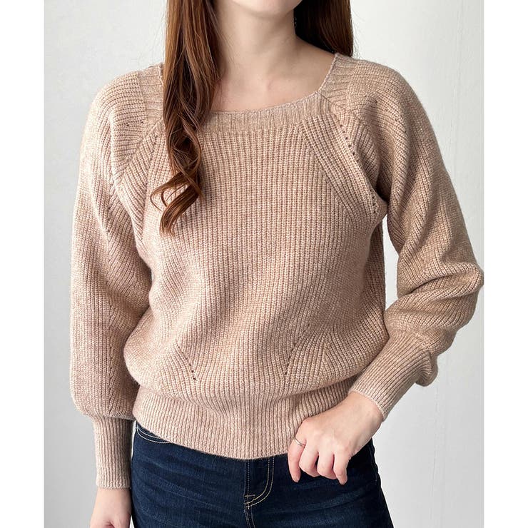 スクエアネックゆるニットセーター ニットプルオーバー リラックス | Amulet | 詳細画像18 