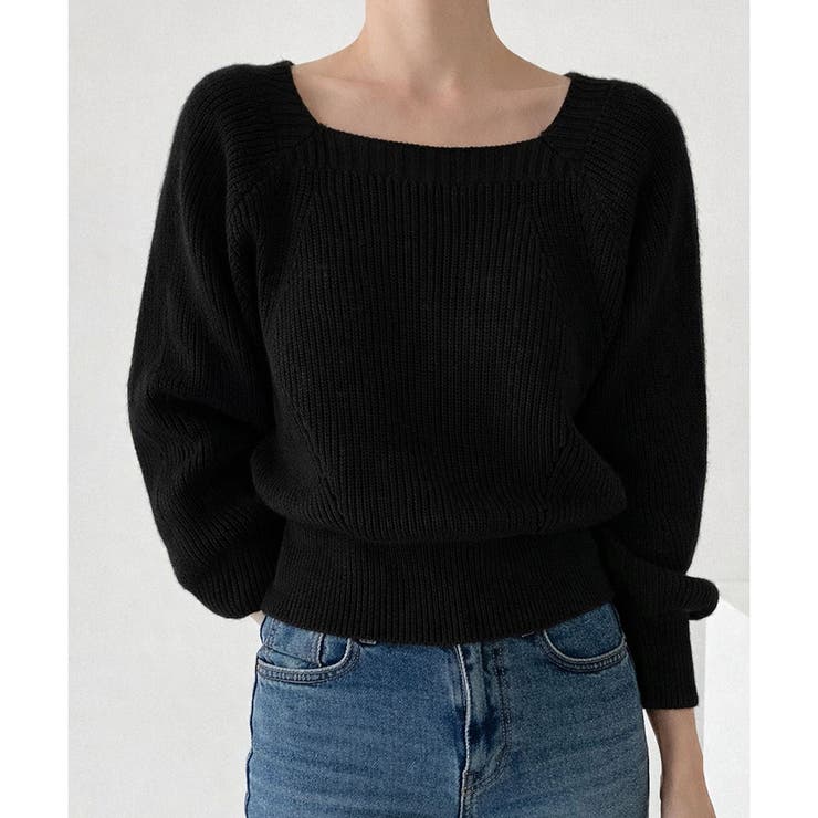 スクエアネックゆるニットセーター ニットプルオーバー リラックス | Amulet | 詳細画像22 