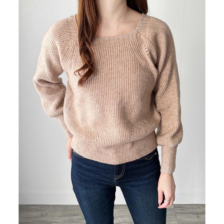 スクエアネックゆるニットセーター ニットプルオーバー リラックス | Amulet | 詳細画像4 