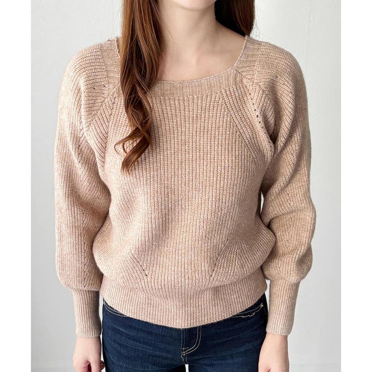 スクエアネックゆるニットセーター ニットプルオーバー リラックス | Amulet | 詳細画像8 