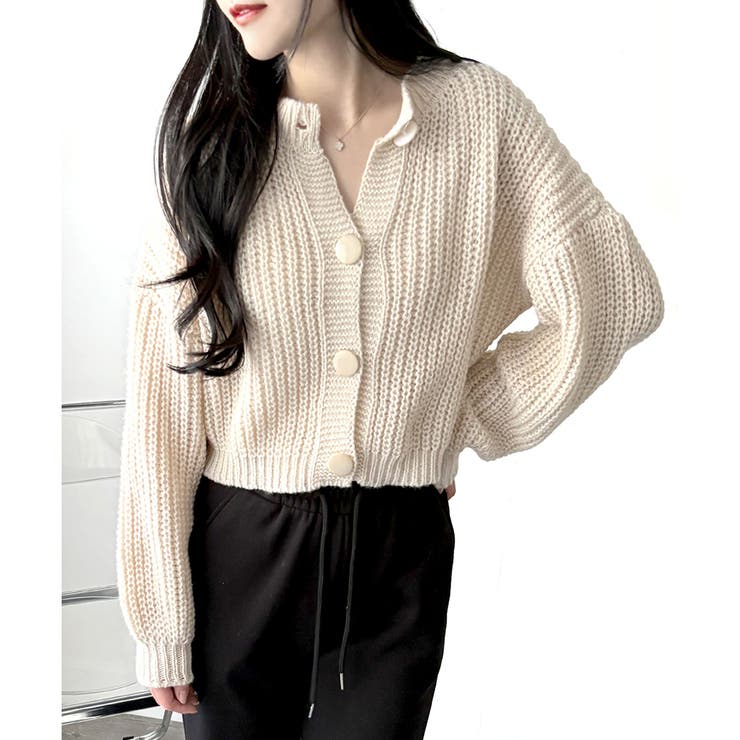 バルーンスリーブショートカーディガン ニット 羽織り | Amulet | 詳細画像10 