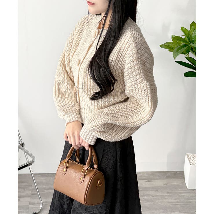 バルーンスリーブショートカーディガン ニット 羽織り | Amulet | 詳細画像15 