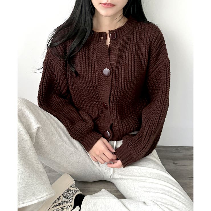 バルーンスリーブショートカーディガン ニット 羽織り | Amulet | 詳細画像2 