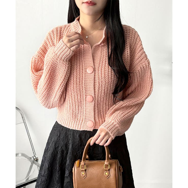 バルーンスリーブショートカーディガン ニット 羽織り | Amulet | 詳細画像22 