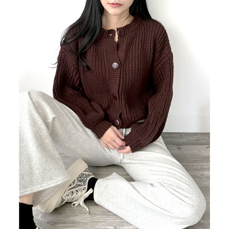 バルーンスリーブショートカーディガン ニット 羽織り | Amulet | 詳細画像28 