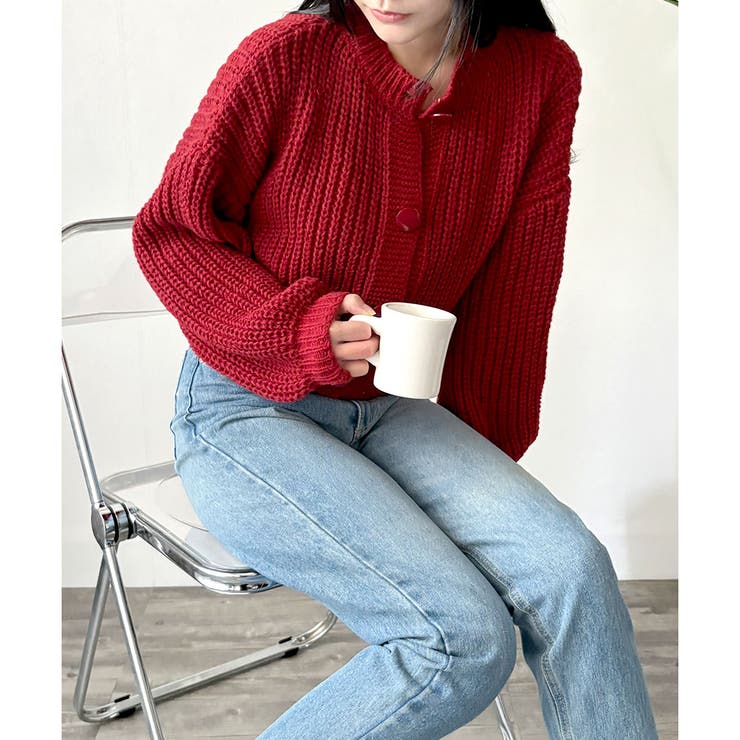 バルーンスリーブショートカーディガン ニット 羽織り | Amulet | 詳細画像32 