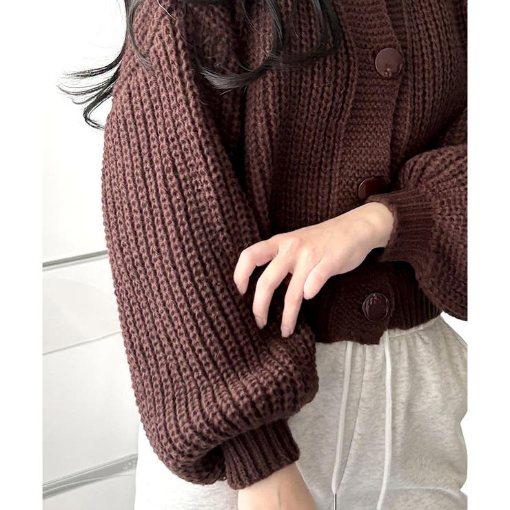 バルーンスリーブショートカーディガン ニット 羽織り | Amulet | 詳細画像33 