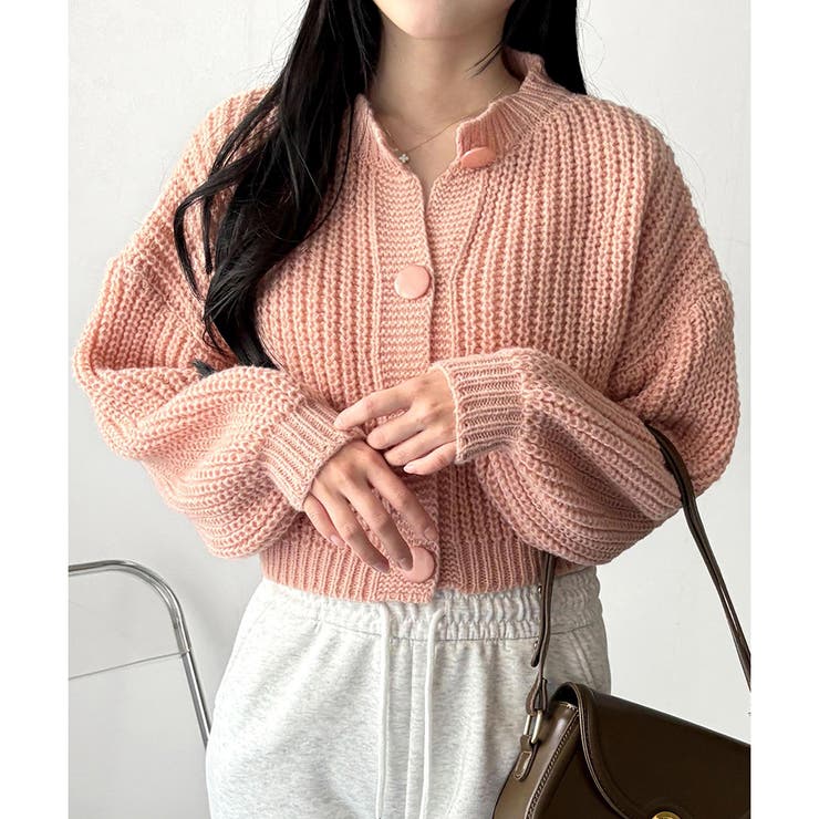 バルーンスリーブショートカーディガン ニット 羽織り | Amulet | 詳細画像7 