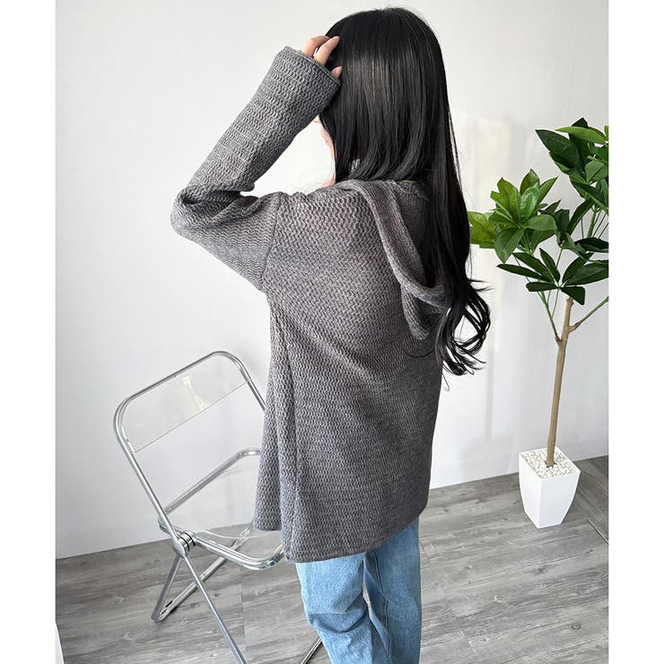 フード付きニットカーディガン ニット 羽織り | Amulet | 詳細画像14 