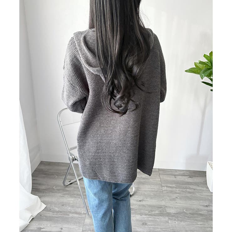 フード付きニットカーディガン ニット 羽織り | Amulet | 詳細画像15 