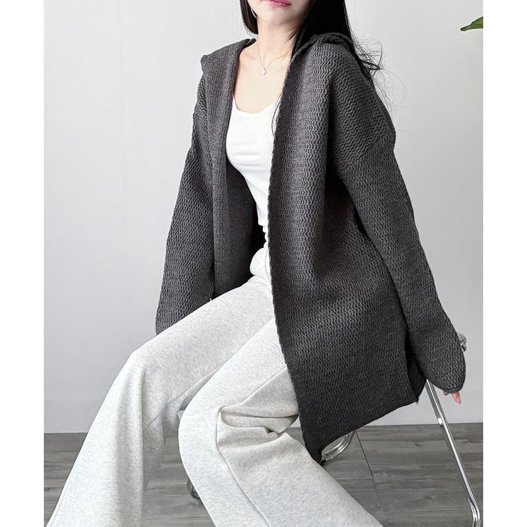 フード付きニットカーディガン ニット 羽織り | Amulet | 詳細画像16 