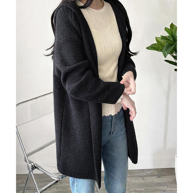 フード付きニットカーディガン ニット 羽織り | Amulet | 詳細画像17 