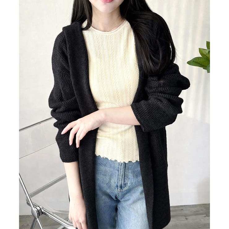 フード付きニットカーディガン ニット 羽織り | Amulet | 詳細画像7 