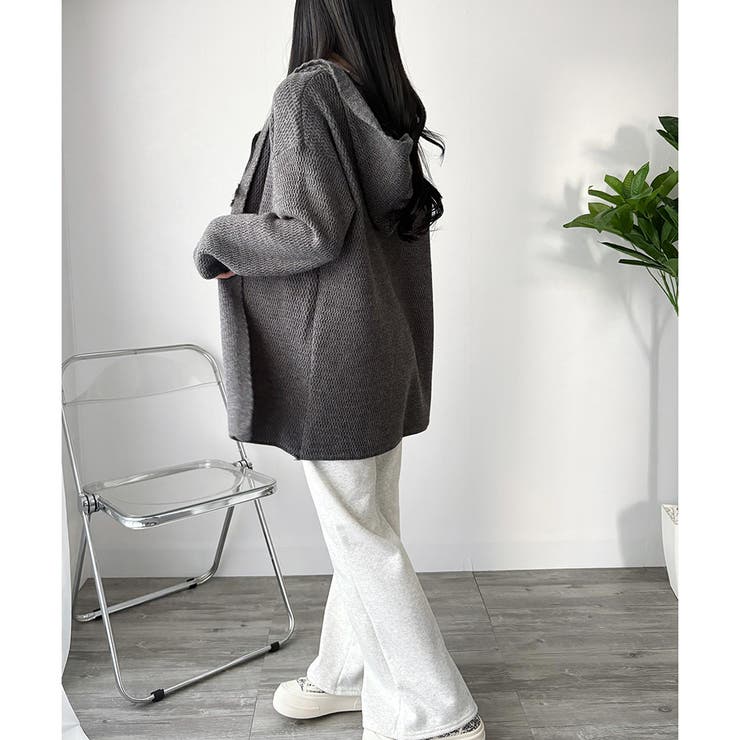 フード付きニットカーディガン ニット 羽織り | Amulet | 詳細画像9 