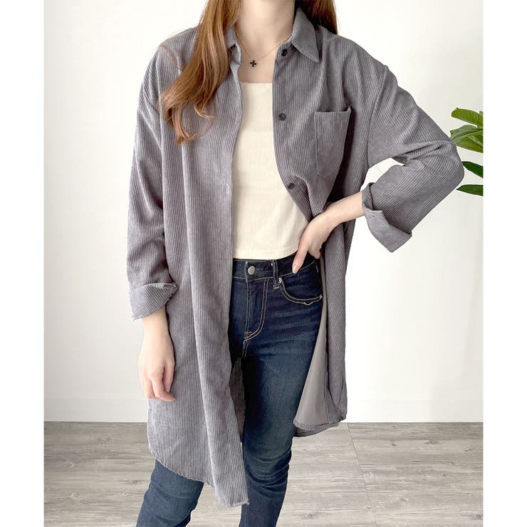 オーバーサイズコーデュロイシャツ 羽織り ロング | Amulet | 詳細画像10 