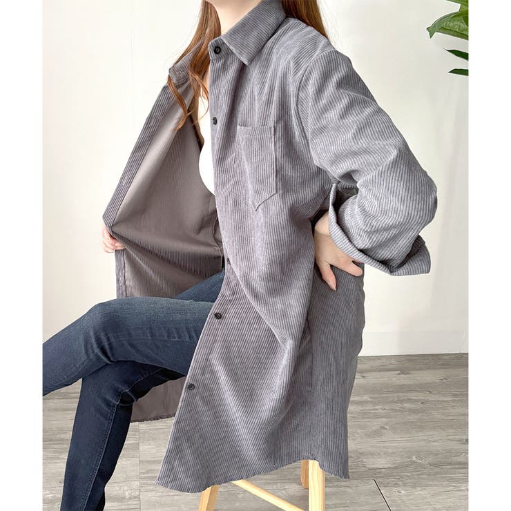 オーバーサイズコーデュロイシャツ 羽織り ロング | Amulet | 詳細画像17 