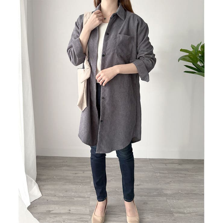 オーバーサイズコーデュロイシャツ 羽織り ロング | Amulet | 詳細画像4 