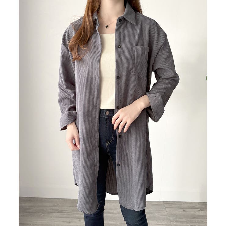 オーバーサイズコーデュロイシャツ 羽織り ロング | Amulet | 詳細画像6 