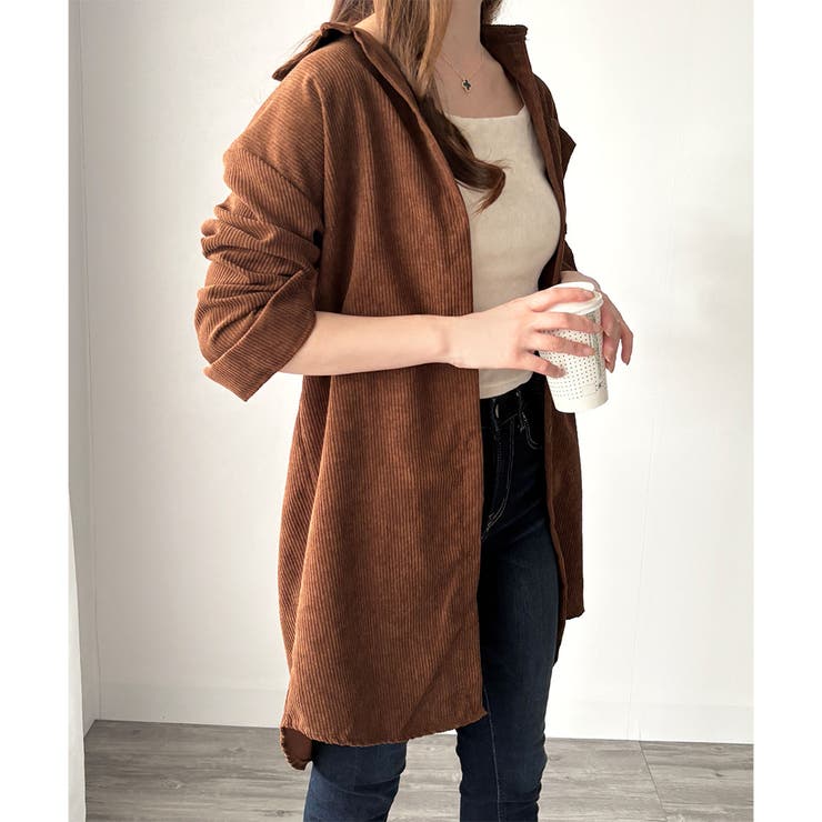 オーバーサイズコーデュロイシャツ 羽織り ロング | Amulet | 詳細画像7 