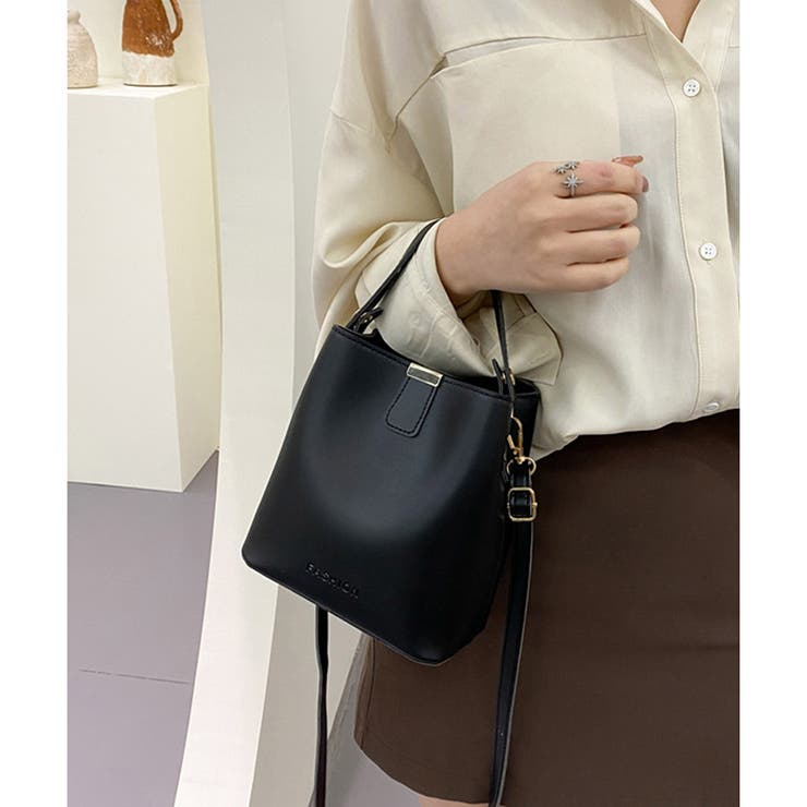 ブラック | 2WAYミニバケツショルダーバッグ ミニバッグ 軽量 | Amulet