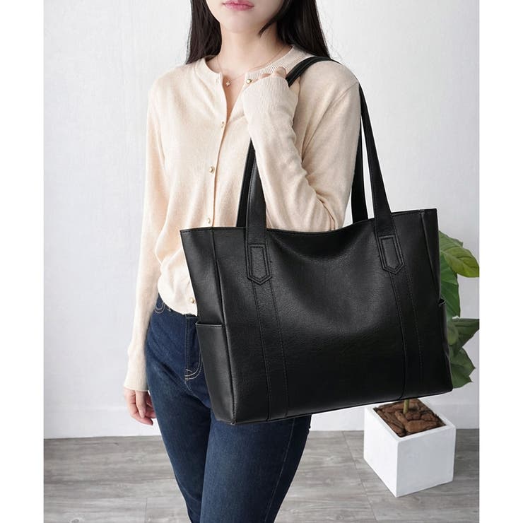 ソフトタッチフェイクレザートートバッグ レディース 肩掛け | Amulet | 詳細画像2 