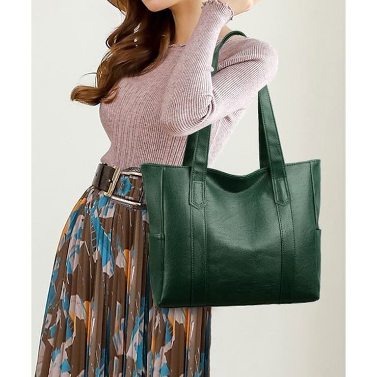 ソフトタッチフェイクレザートートバッグ レディース 肩掛け | Amulet | 詳細画像4 