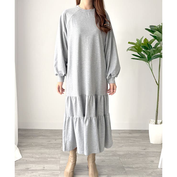 ティアードカットソーロングワンピース レディース 長袖 | Amulet | 詳細画像11 