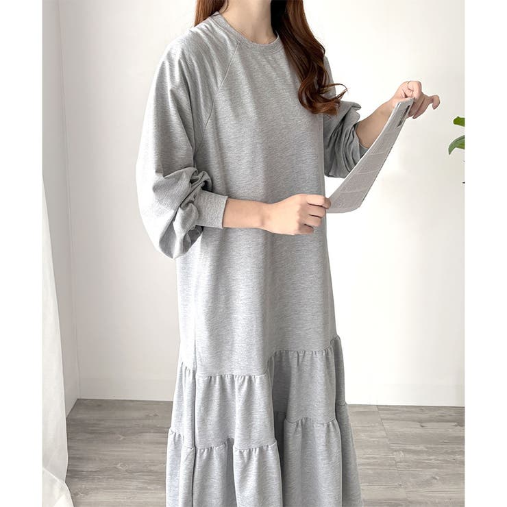 ティアードカットソーロングワンピース レディース 長袖 | Amulet | 詳細画像16 