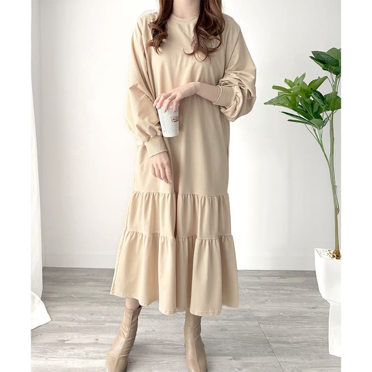 ティアードカットソーロングワンピース レディース 長袖 | Amulet | 詳細画像19 