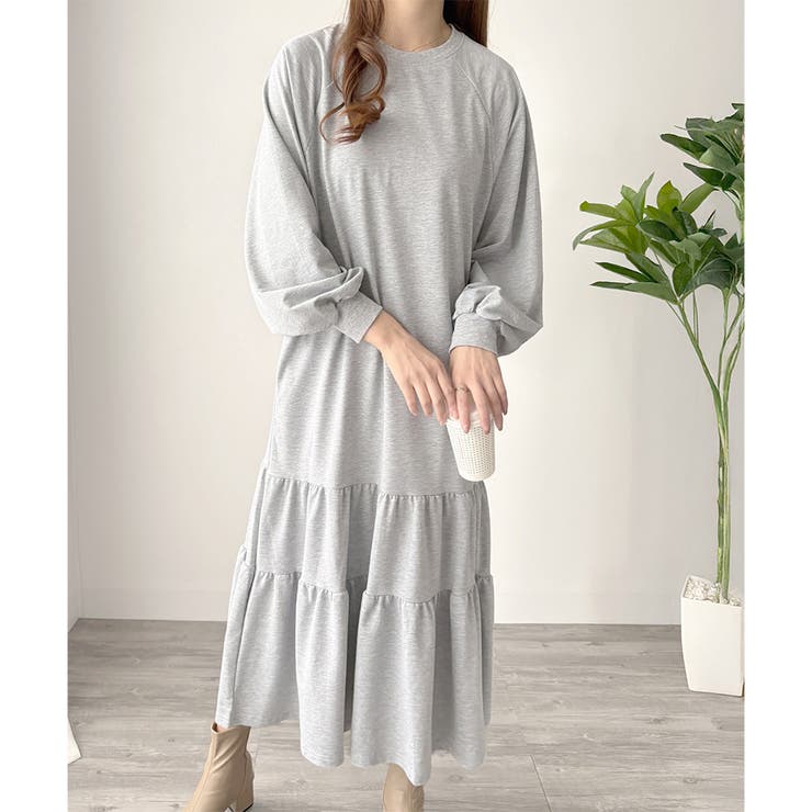 ティアードカットソーロングワンピース レディース 長袖 | Amulet | 詳細画像2 